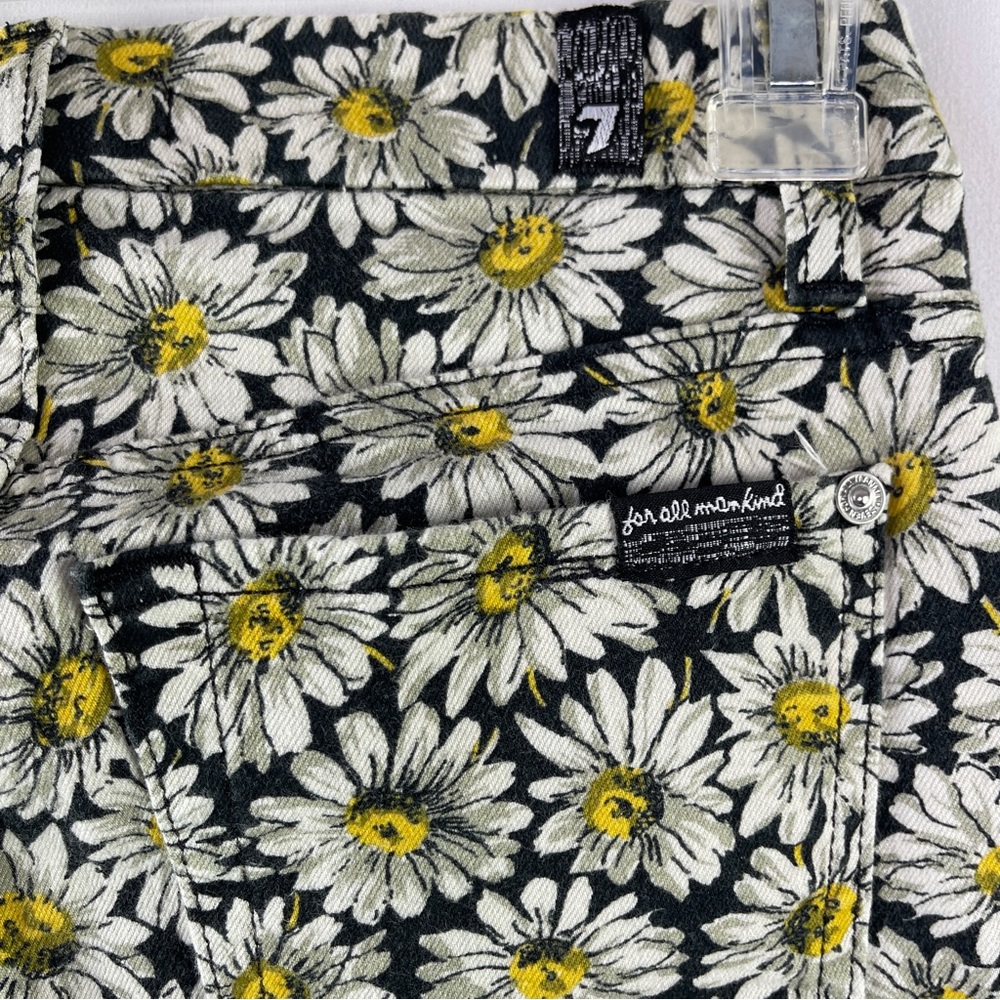 Seven 7 For All Mankind Skinny Jeans Black Daisy Floral Jeans Size 24 Stretchy - Picture 5 of 11